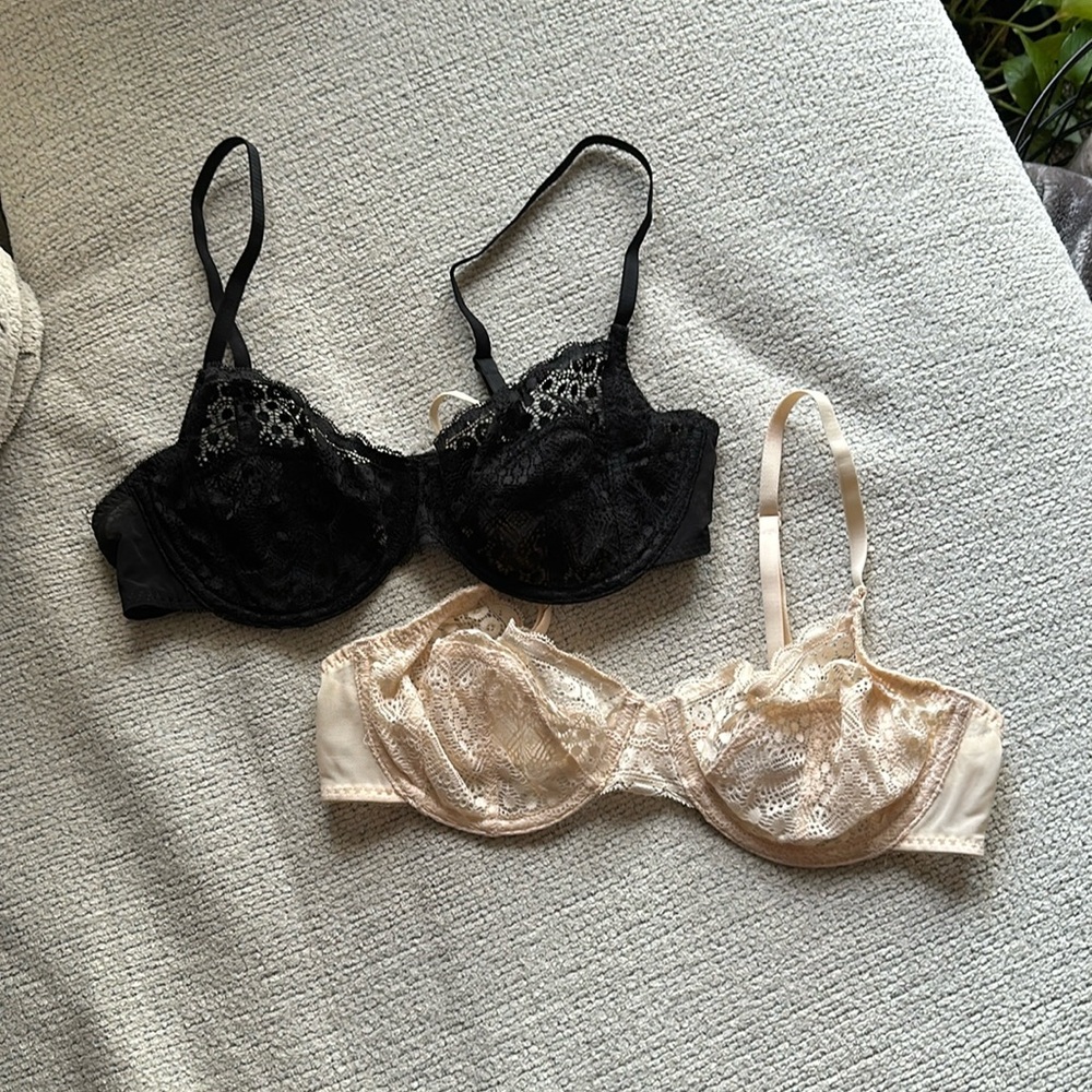 Black and cream lace wire bra
